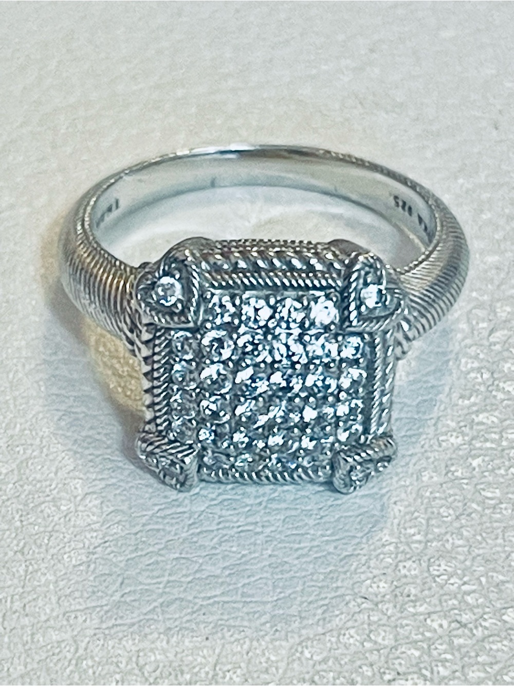 Judith Ripka Sterling Silver CZ Diamonique
Pave square Ring Size 11